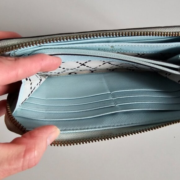 Kate Spade Neda Newberry Lane Zip Around Wallet Mint Green - Picture 6 of 14